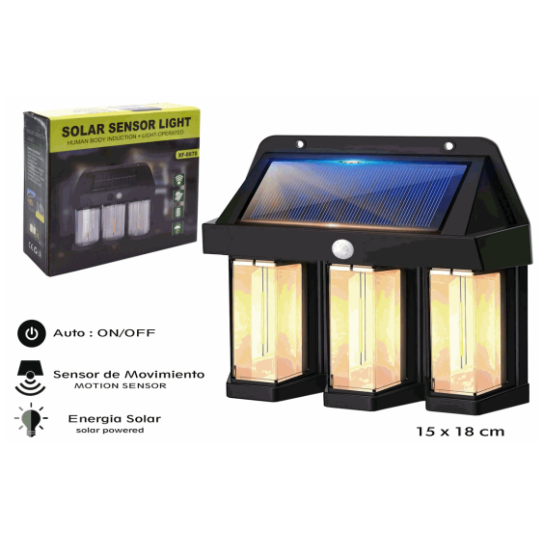 Lampara de Pared para Exterior 3 LED con Panel Solar 88368 Selecto