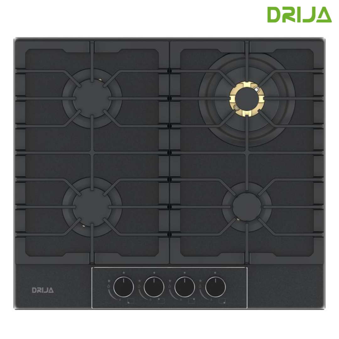Estufa Empotrable 4 Quemadores a Gas Vidrio Templado Italia 60 24" Drija
