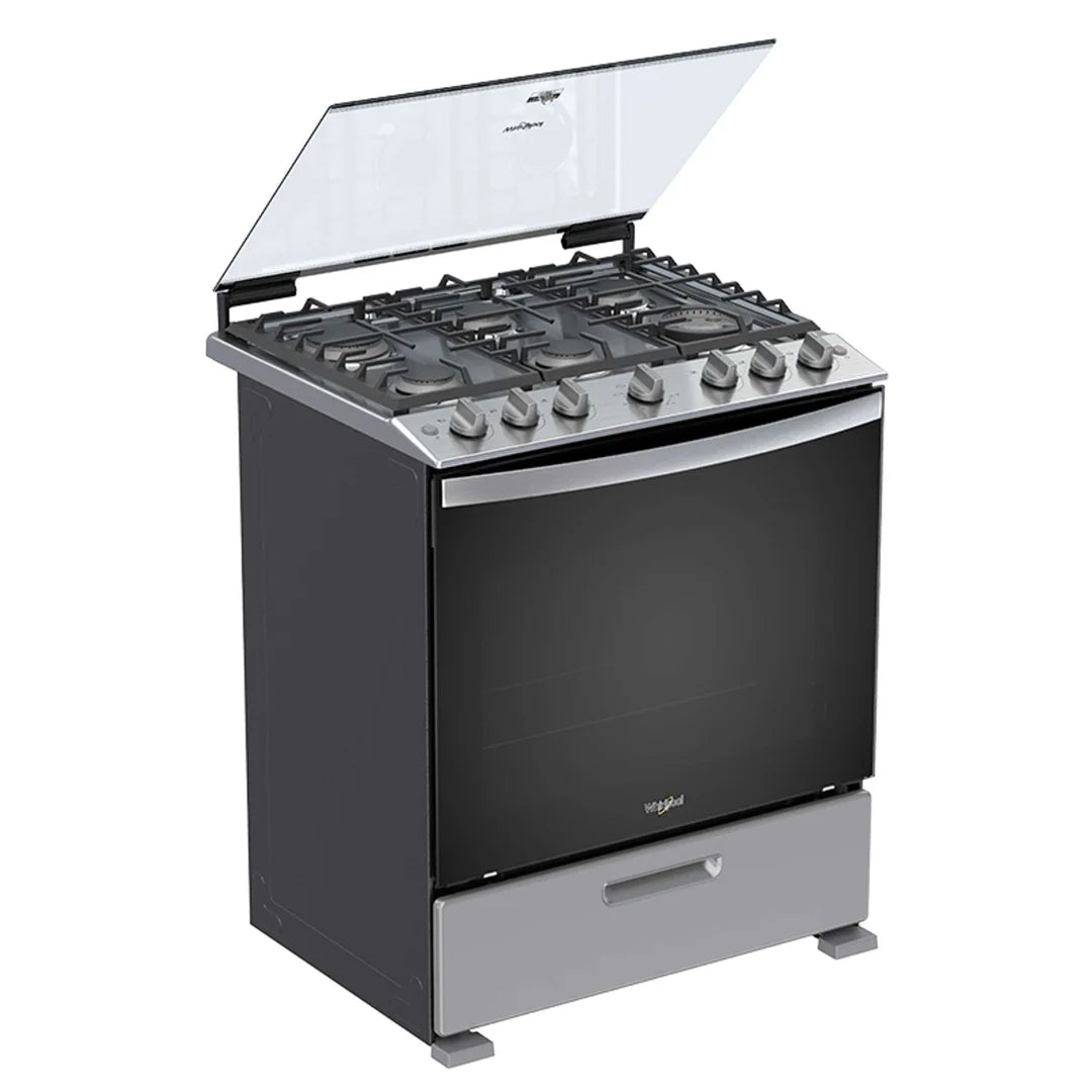Estufa con Horno a Gas Whirlpool LWFR5000D de 30 Pulgadas con 6 Quemadores Xpert Flamma y Parrillas de Hierro Fundido