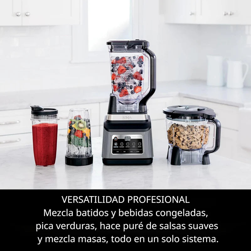 Licuadora 3 En 1 Professional Plus Kitchen System. Sistema De Cocina BN801 De 1400 W. 4 Velocidades Y 5 Programas Iq. Ninja NJS-04-BN801