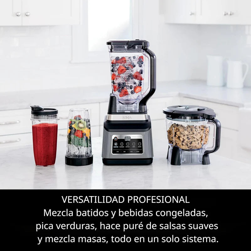 Licuadora 3 En 1 Professional Plus Kitchen System. Sistema De Cocina BN801 De 1400 W. 4 Velocidades Y 5 Programas Iq. Ninja NJS-04-BN801 NINJA