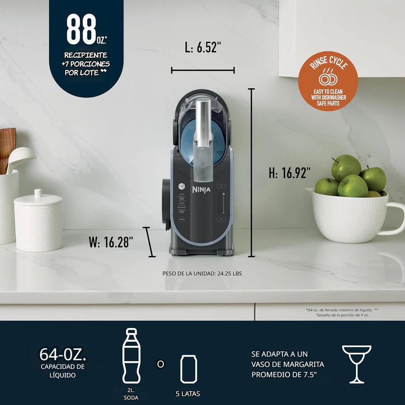 Máquina Profesional Ninja Slushi. Máquina De Bebidas Congeladas Y Granizados De 88 Onzas, 5 Programas Preestablecidos. Ninja FS301LAA NINJA