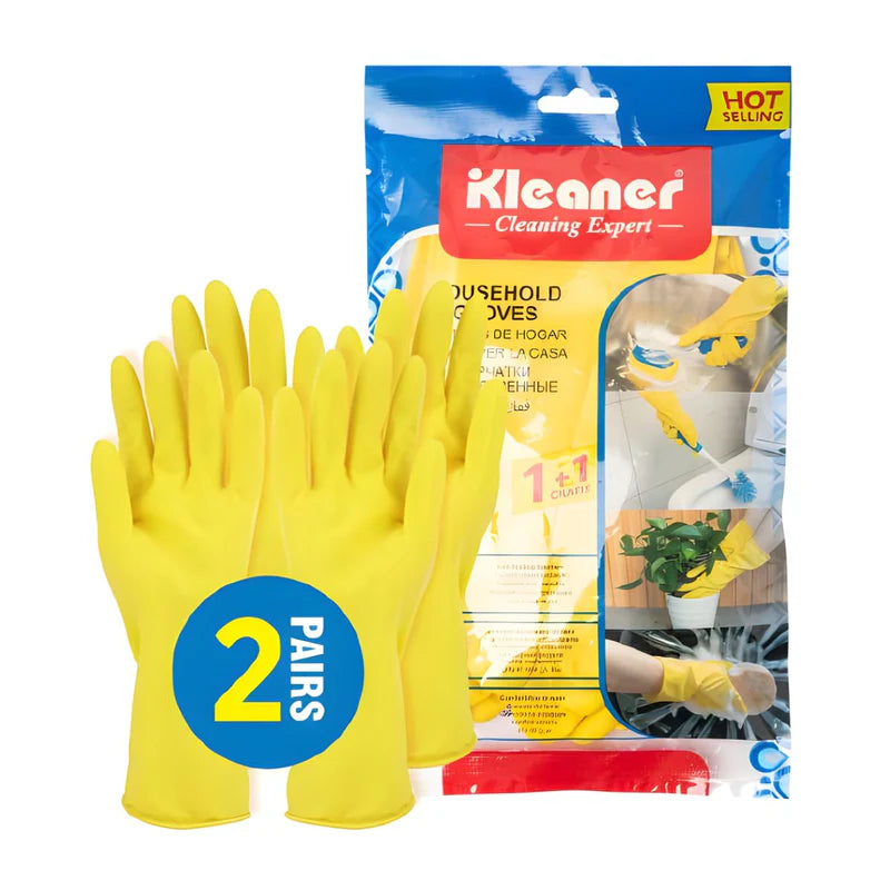 Guantes De Limpieza De Látex Reutilizables (Talla L). Pack De 2 Pares. Color Amarillo. GSH004 Selecto