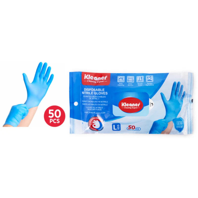 Guantes Desechables De Nitrilo (25 Pares) Talla L. Color Azul. GSH026 Kleaner