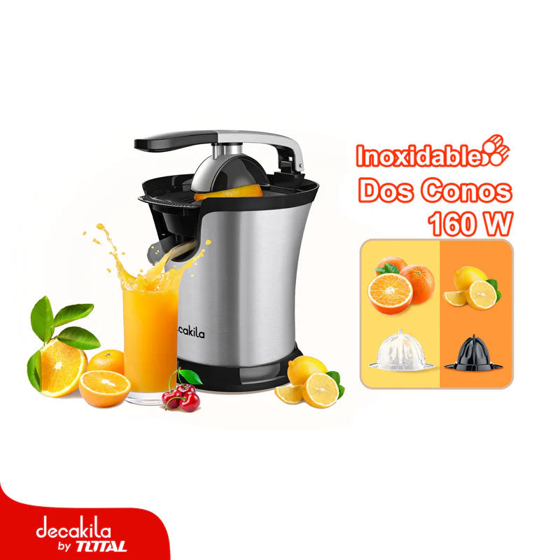 Exprimidor De Cítricos 160W 120V Doble Cono. Sistema Anti-Goteo. Fácil De Limpiar. Agarre Suave. Decakila KUJC008B DECAKILA