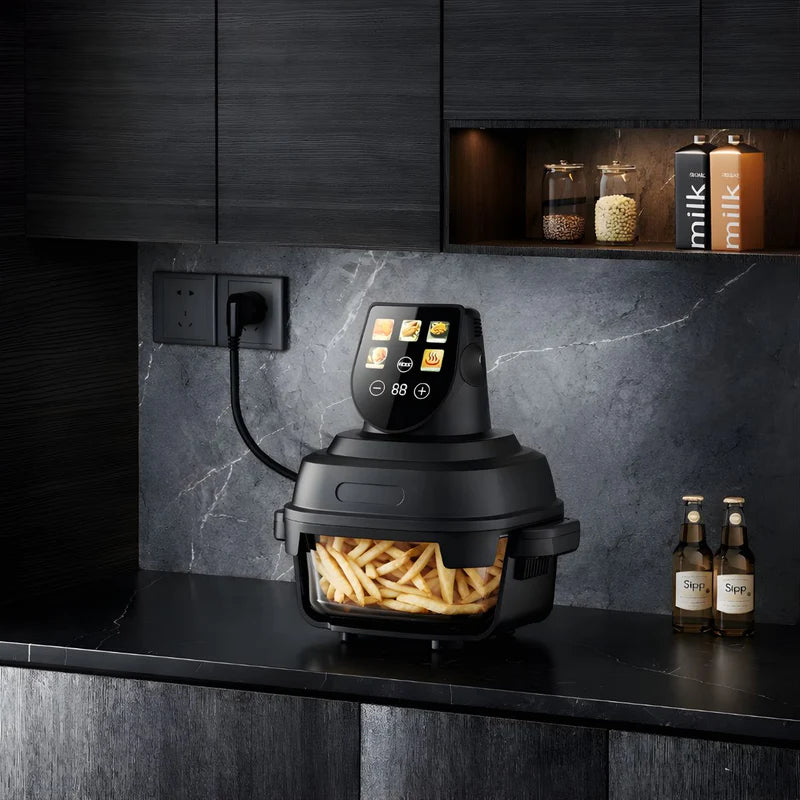 Freidora De Aire Digital 5L Con Recipientes. Air Fryer De Vidrio 110V. 2 Recipientes Y 2 Tapas LT581