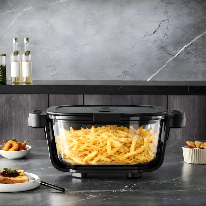 Freidora De Aire Digital 5L Con Recipientes. Air Fryer De Vidrio 110V. 2 Recipientes Y 2 Tapas LT581
