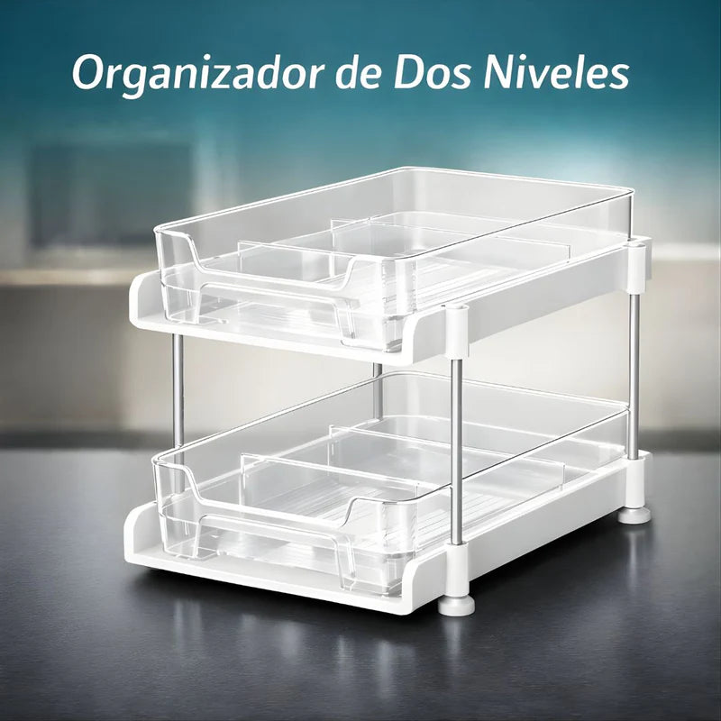 Organizador Multiuso De 2 Niveles. Repisa Multifuncional De Color Blanco (21.2X29x22cm). LT711