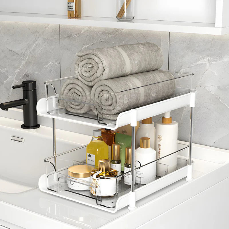 Organizador Multiuso De 2 Niveles. Repisa Multifuncional De Color Blanco (21.2X29x22cm). LT711