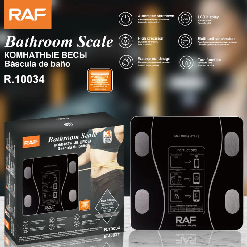 Báscula Digital De Baño 180Kg Con Pantalla LCD. Balanza De Alta Precisión. Pesa Electrónica Impermeable. Color Negro. R.10034