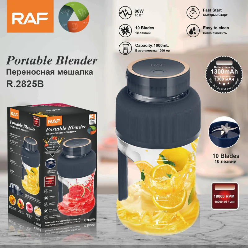 Licuadora Portátil USB 350Ml. Mini Batidora Eléctrica Recargable Con 6 Cuchillas De Acero Inoxidable Para Jugos Y Smoothies. R.2825B RAF