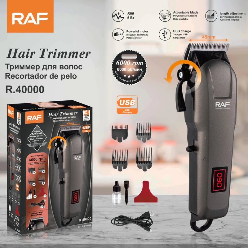 Cortadora De Cabello Eléctrica Profesional 10W Recargable USB. Pantalla Digital Y Cuchillas De Acero Inoxidable. R.40000 RAF