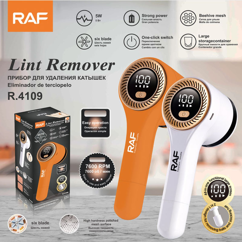 Removedor De Pelusas Eléctrico 5W Recargable Con Pantalla Digital. Quitapelusas Y Bolas De Ropa 7600RPM. R.4109 RAF