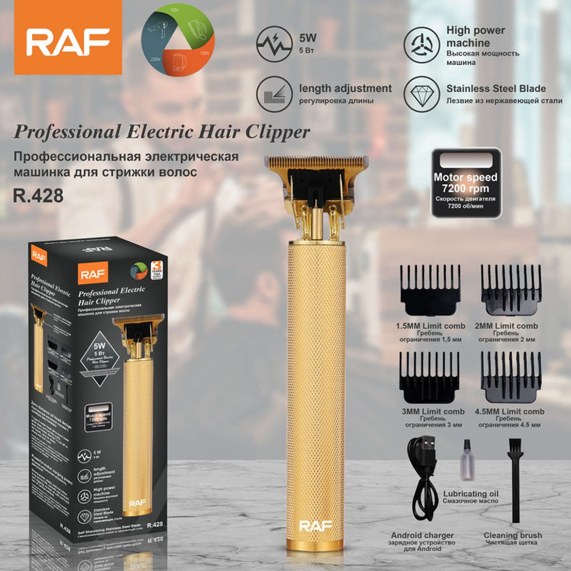 Cortadora De Cabello Eléctrica Profesional 5W Recargable USB. Cuchillas De Acero Inoxidable Y Peines Ajustables. R.428 RAF