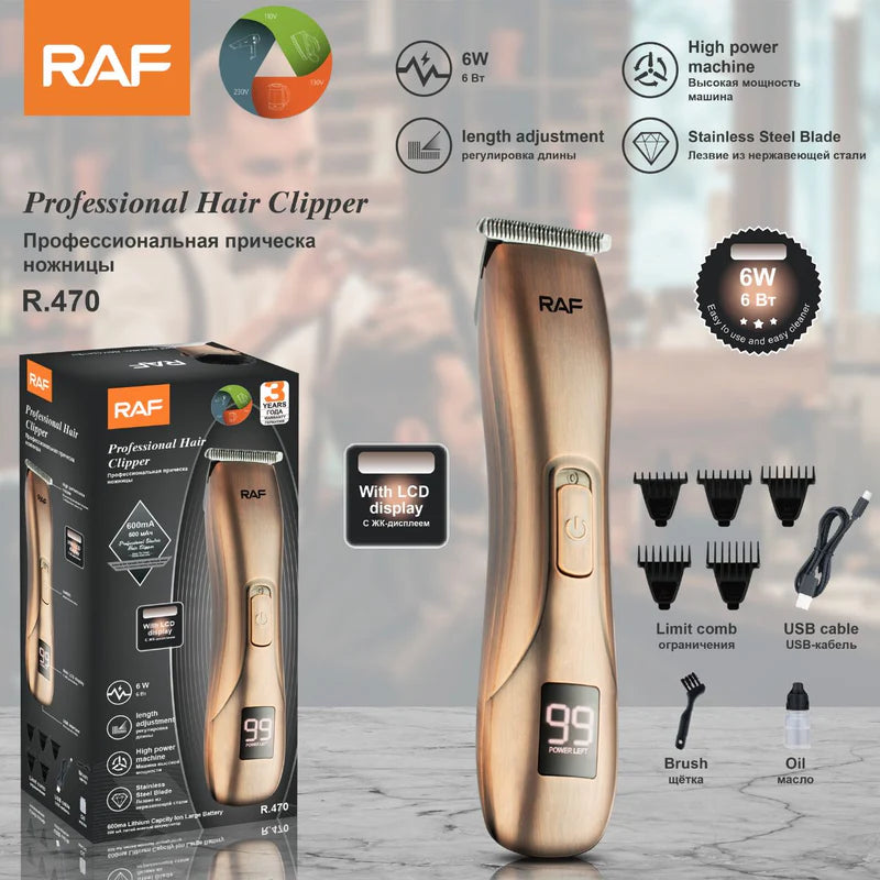 Cortadora De Cabello Eléctrica Profesional 6W Recargable USB. Pantalla Digital LCD Y Cuchilla De Acero Inoxidable. R.470 RAF