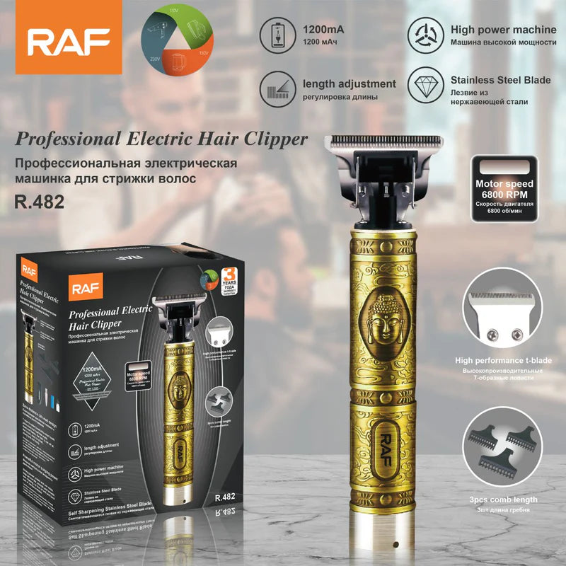 Cortadora De Cabello Eléctrica Profesional Recargable USB 12000RPM. Cuchilla De Acero Inoxidable. R.482 RAF