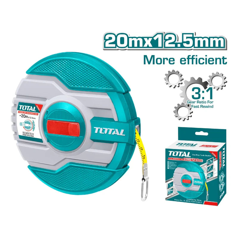 Cinta Metrica De 20 M De Fibra De Vidrio. Ancho 12.5 Mm. Relación De Guardado Rapido De 3:1. M-Pulg Total TMTF13206 TOTAL