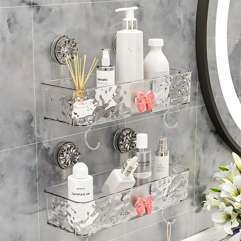 Repisa De Baño Pared. Estante Flotante Transparente Con Ventosas (Unidad). Organizador De Ducha. 30.5X11.5X9.5Cm. TU220 Selecto