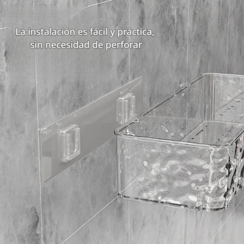 Repisa De Baño Pared. Estante Flotante Transparente Con Ventosas (Unidad). Organizador De Ducha. 30.5X11.5X9.5Cm. TU220 Selecto
