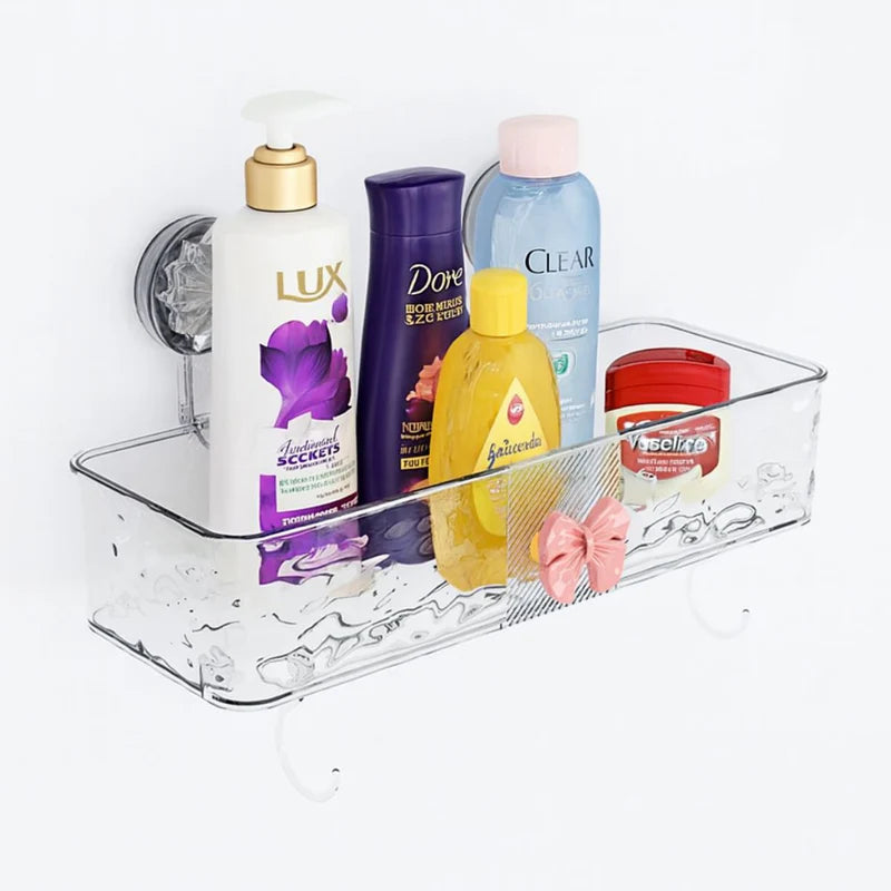 Repisa De Baño Pared. Estante Flotante Transparente Con Ventosas (Unidad). Organizador De Ducha. 30.5X11.5X9.5Cm. TU220 Selecto
