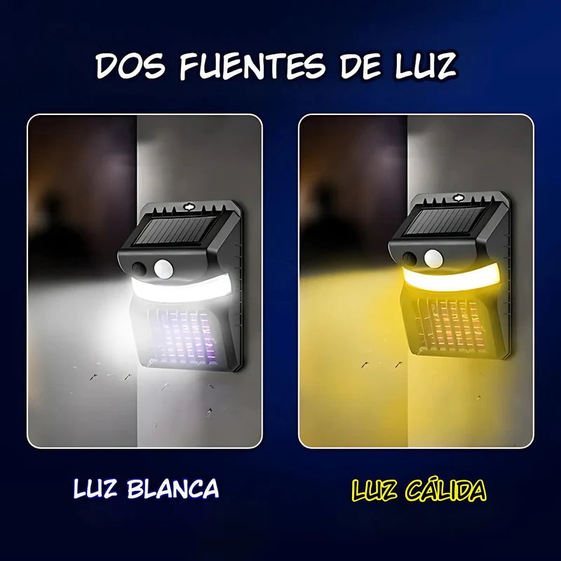 Lámpara Solar Antimosquitos De 26 LED Con Sensor De Movimiento. Luz Blanca Y Cálida. Trampa Mata Insectos Con Panel Solar. TU249 Selecto