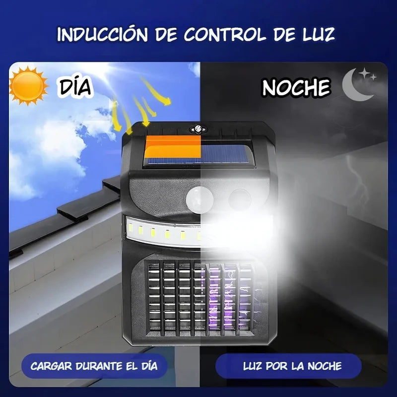 Lámpara Solar Antimosquitos De 26 LED Con Sensor De Movimiento. Luz Blanca Y Cálida. Trampa Mata Insectos Con Panel Solar. TU249 Selecto