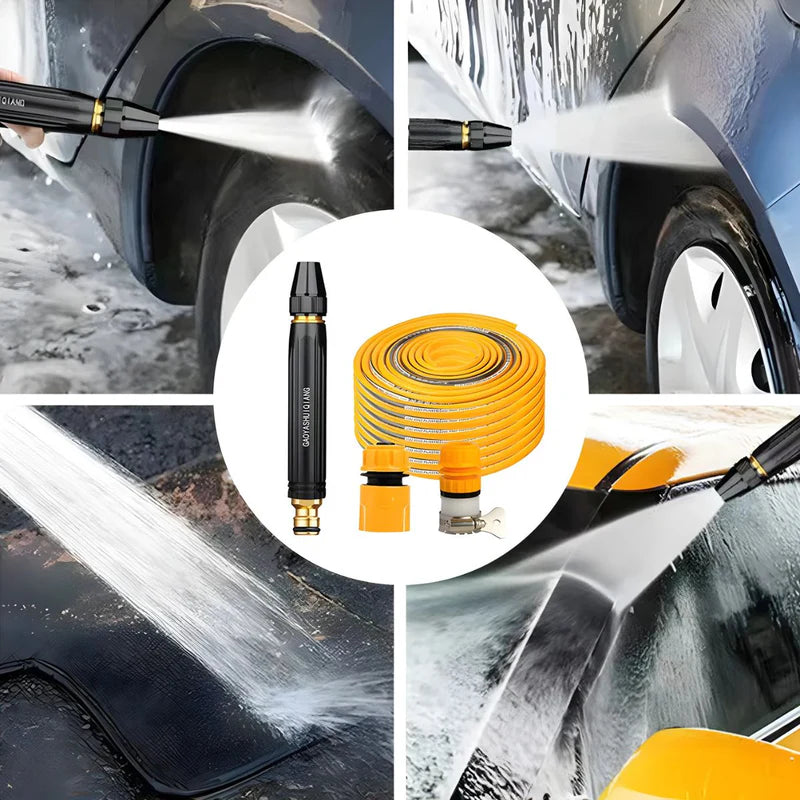 Manguera Con Boquilla Pulverizadora De Alta Presión (10 Metros). Pistola De Riego Ajustable. Incluye Conectores. TU294