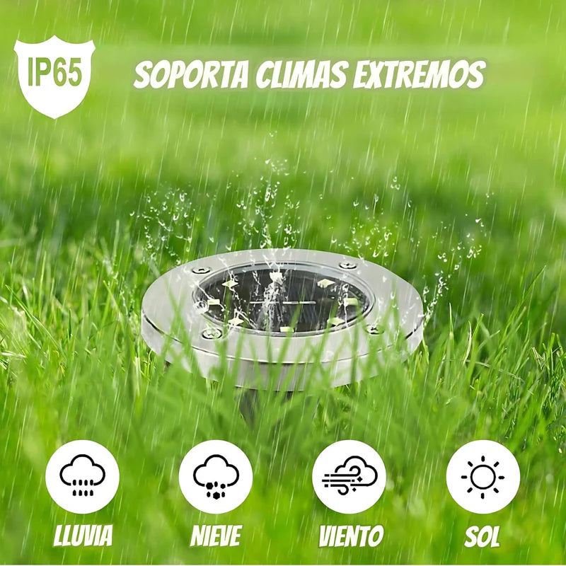 Lampara Solar De Piso Para Exterior. Foco Con 8 LED. Luz Cálida. Resistente Al Agua IP65. (Pack De 4) TU312 Selecto