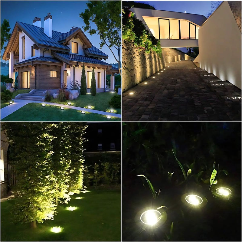Lampara Solar De Piso Para Exterior. Foco Con 8 LED. Luz Cálida. Resistente Al Agua IP65. (Pack De 4) TU312 Selecto