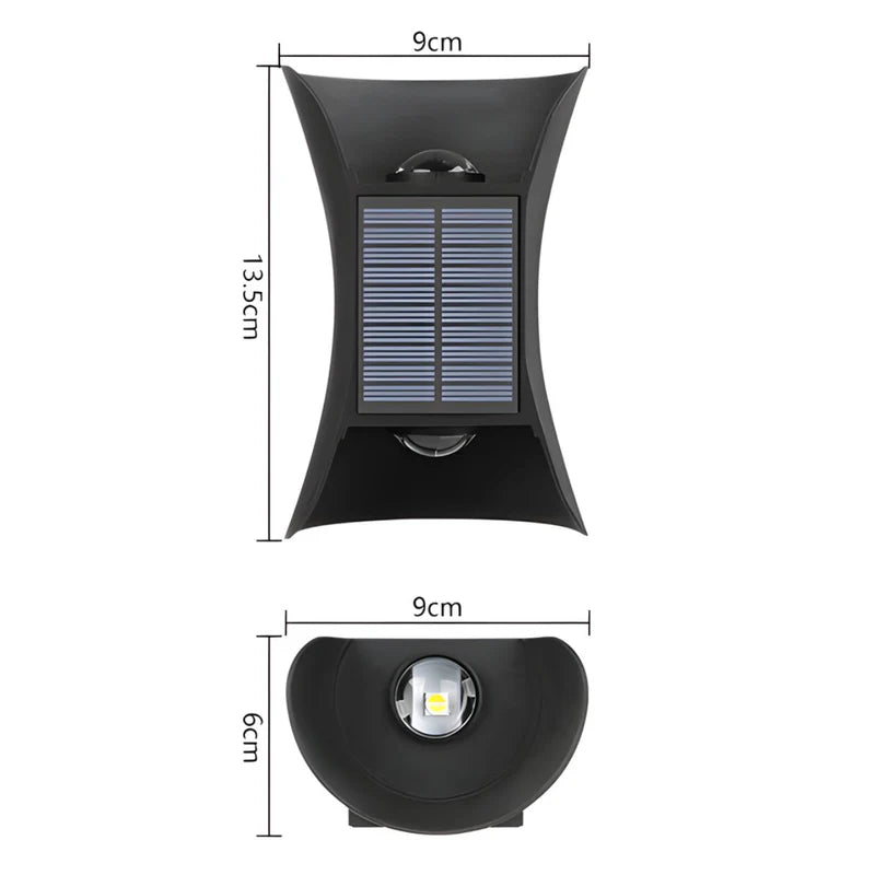 Lámpara Solar De Pared LED. Luz Blanca Y Cálida Decorativa Para Exterior. Foco Con Panel Solar. TU339 Selecto