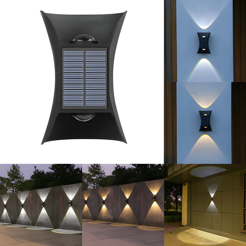 Lámpara Solar De Pared LED. Luz Blanca Y Cálida Decorativa Para Exterior. Foco Con Panel Solar. TU339 Selecto
