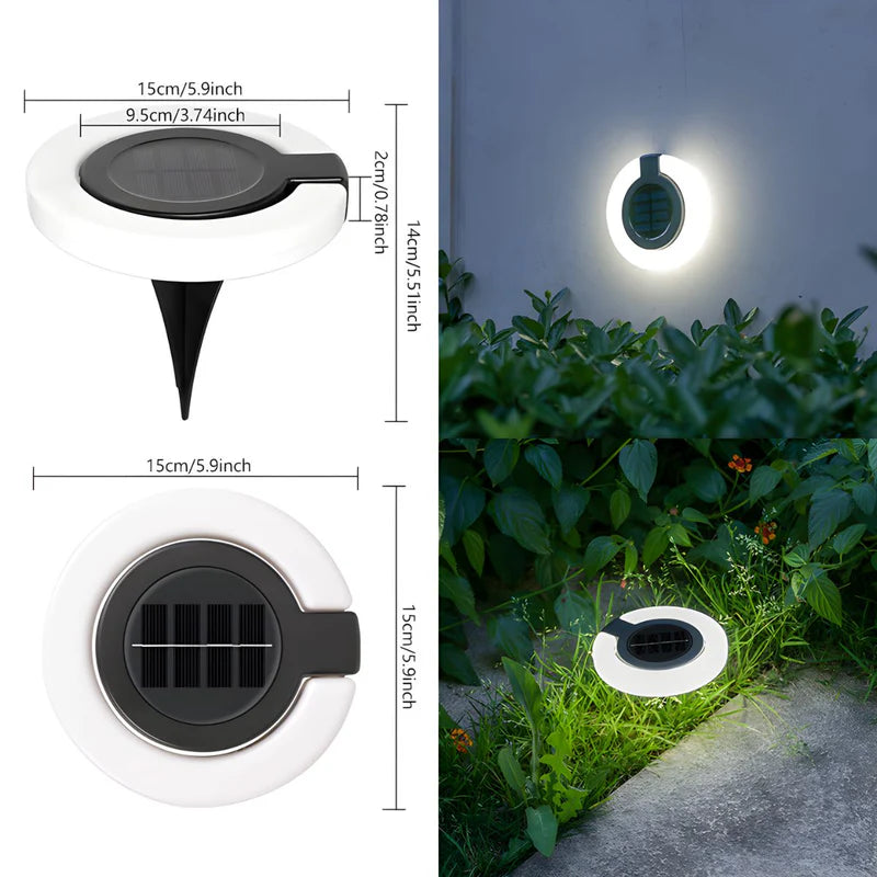 Lampara Solar LED Circular Para Jardín O Exteriores. Luz Blanca. Foco Con Panel Solar Para Piso O Caminos. TU340 Selecto
