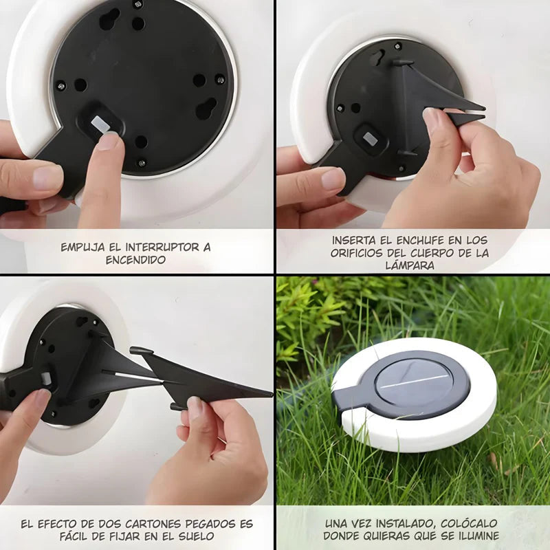 Lampara Solar LED Circular Para Jardín O Exteriores. Luz Blanca. Foco Con Panel Solar Para Piso O Caminos. TU340 Selecto