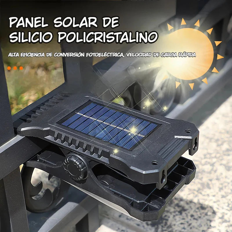 Lámpara Solar LED Para Exterior Con Sensor De Movimiento. Foco De Pared Con Clip Y Panel Solar. Luz Para Jardines O Patios. TU373