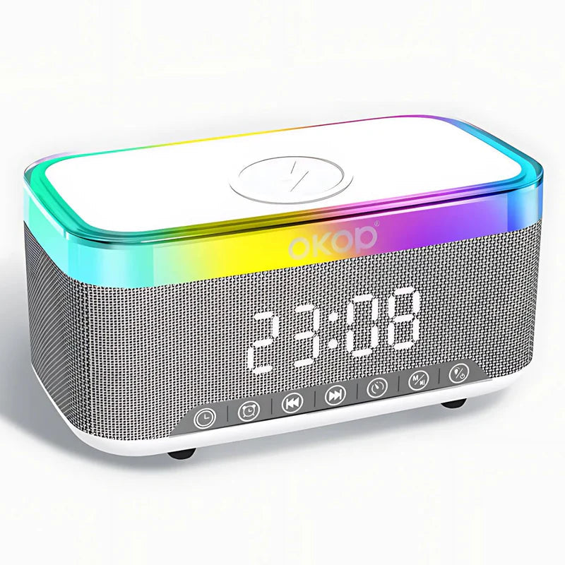 Reloj Despertador Digital Con Bocina Bluetooth. Cargador Inalámbrico Para Celulares. Radio FM Y Temporizador. Lampara De Noche TU398 Selecto