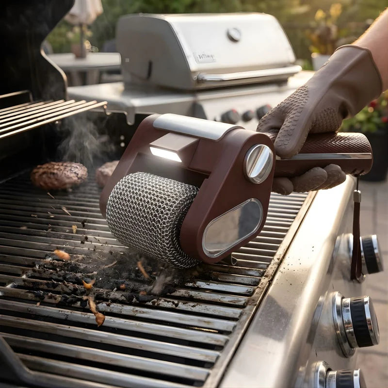 Cepillo Eléctrico Para Barbacoa Sin Cerdas. Limpiador De Parrilla Inalámbrico Recargable. Cepillo Giratorio Para Asador. Color Chocolate. UR105