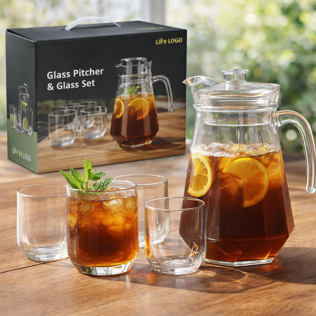 Jarra + 4 Vasos de Vidrio 86994