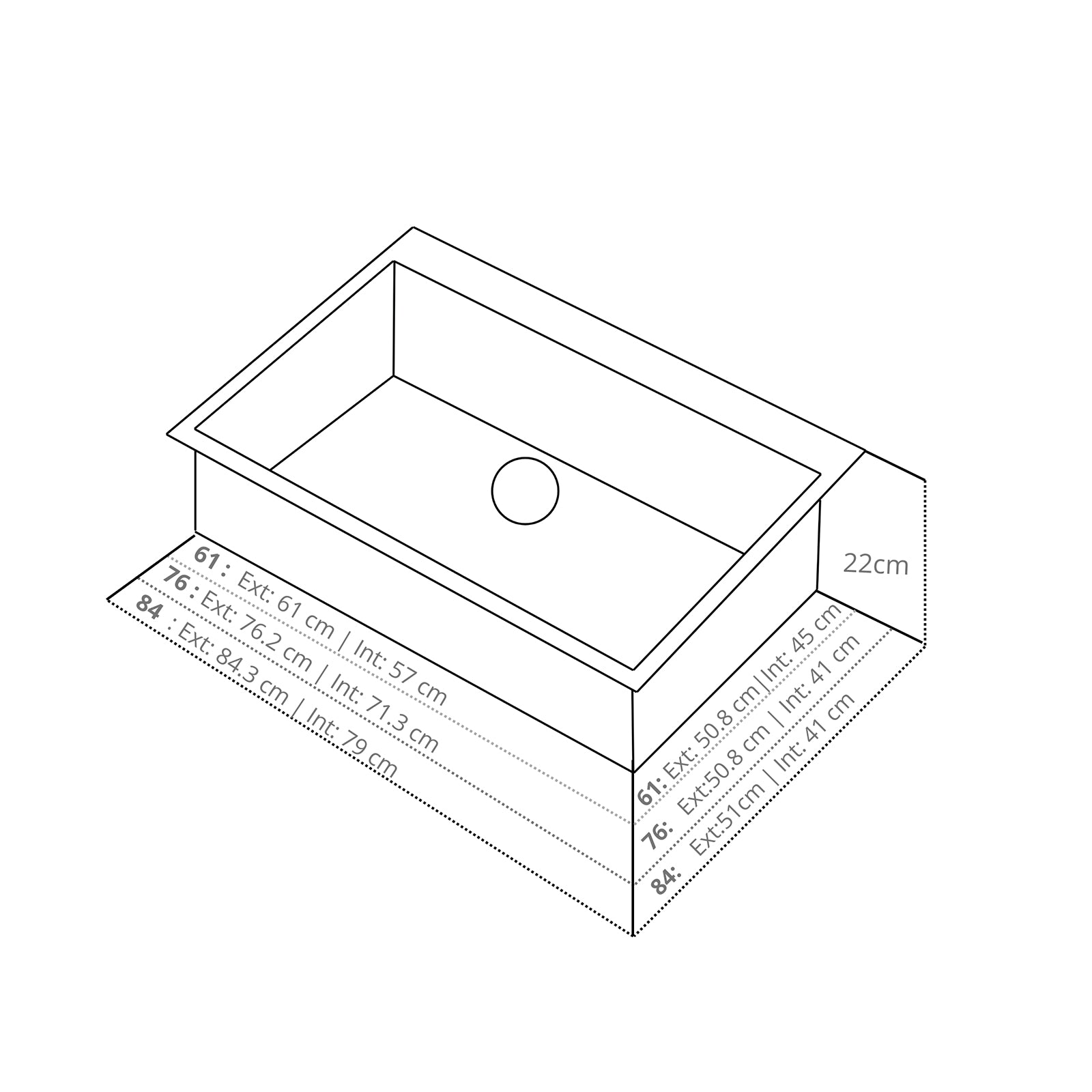 Fregador Bolonia 61 de Acero Inoxidable Satinado 304 Drija