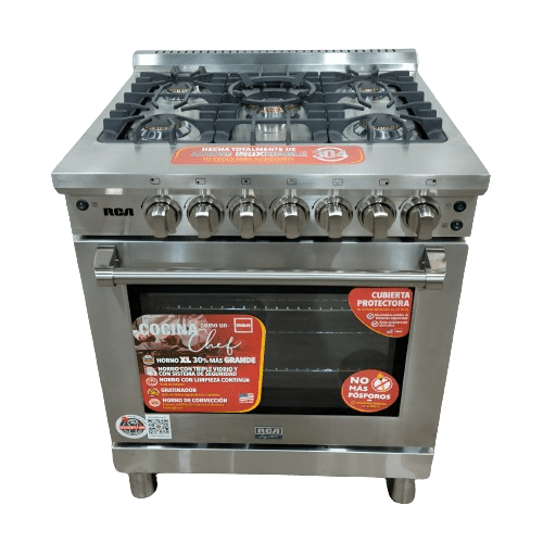 Estufa con Horno XL 30" de 5 Quemadores a Gas Estilo Comercial Acero Inoxidable RCA RCCC840 RCA