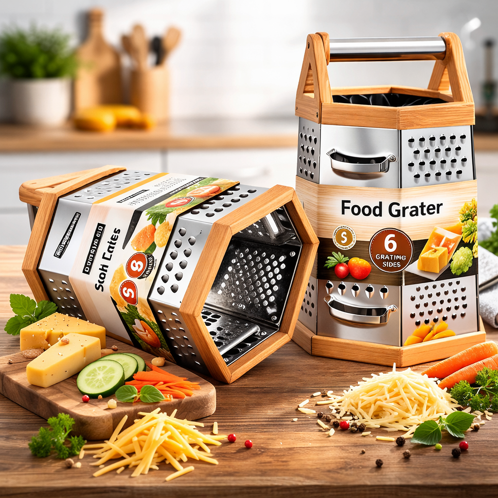 Rayador para Cocina en Acero Inoxidable de 6 Lados 9" Lotus 83830 Rallador. LOTUS
