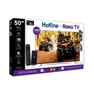 Televisión Smart TV Led 50" Ultra HD 4K con Sistema Roku Frameless Hotline HL50K5RKT2 Televisores.