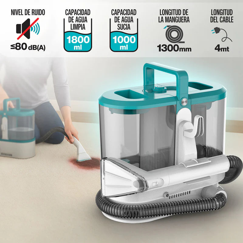 Aspiradora De Agua Spot Cleaner Limpieza De Alfombras Y Tapicería. Portátil, 500W, 120 V, 60 Hz, 1.8 L, Poder De Succión 13 Kpa. Incluye Dos Escobillas. Quita Manchas SPTC500W