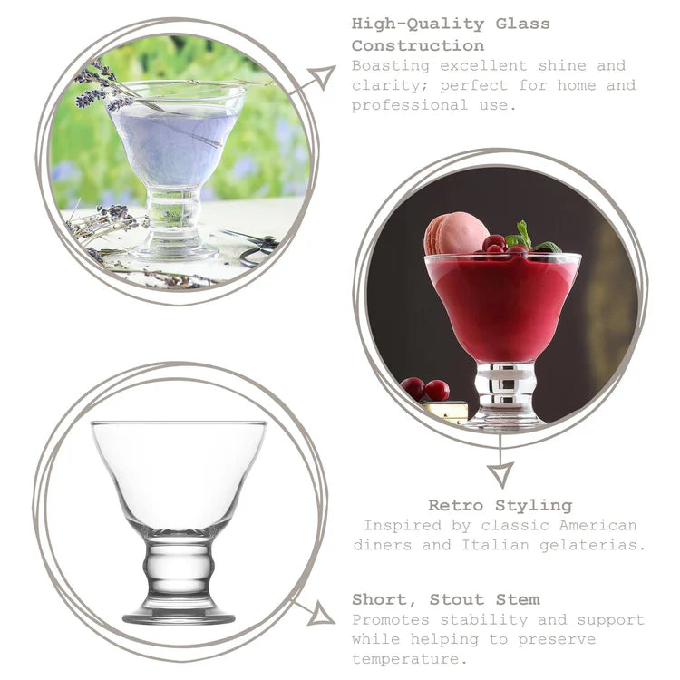 Set 6 Copas de Helado Orion de Vidrio 255ml LAV LV-ORN319F