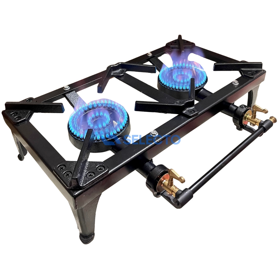 Reverbero de 2 Quemadores de Hierro Reforzado a Gas Estufa.