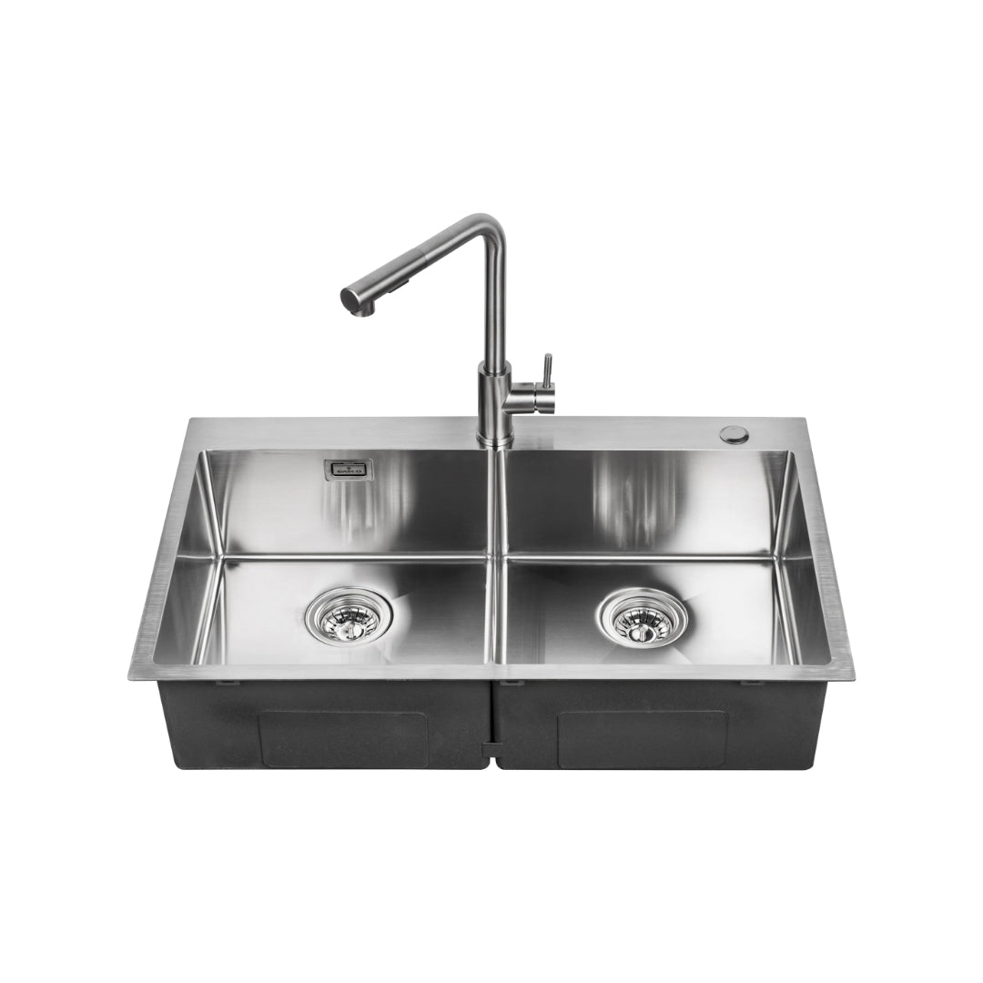 Kit Grifo & Fregador de 2 Tinas de Acero Inoxidable Bari Gasco