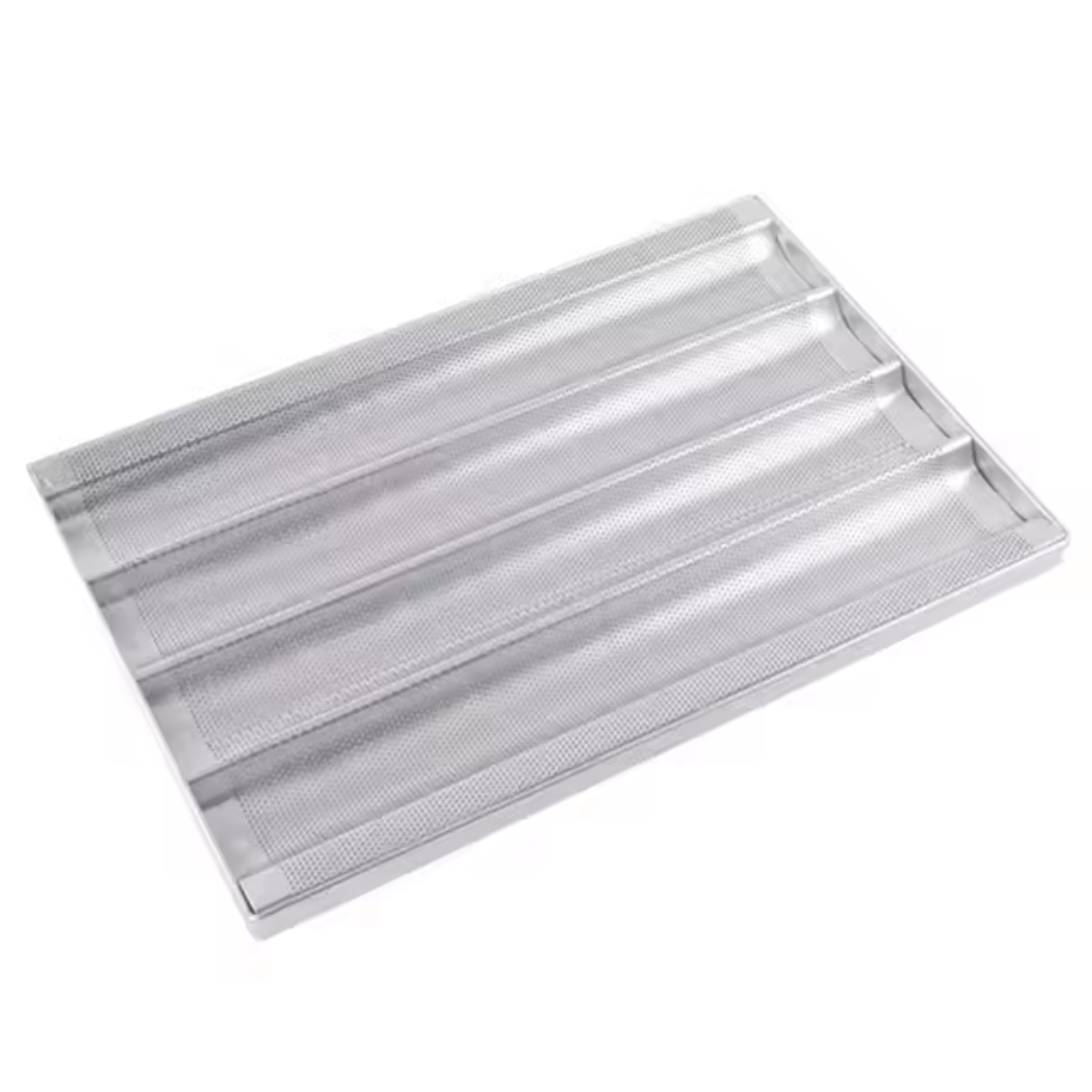 Bandeja de Baguette 4 Filas de Aluminio 60x40cm HVB909 Flauta. Selecto