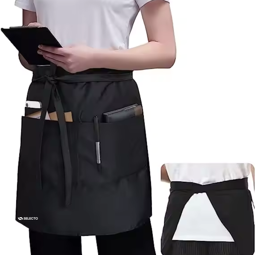 Delantal de Mesero de Polyester Negro 60x30cm HVB20031