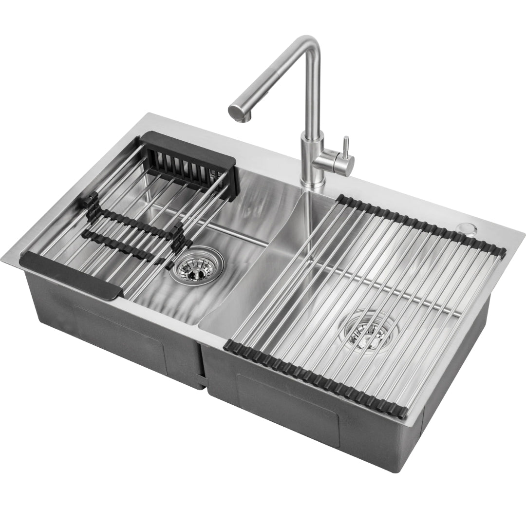 Kit Grifo & Fregador de 2 Tinas de Acero Inoxidable Bari Gasco