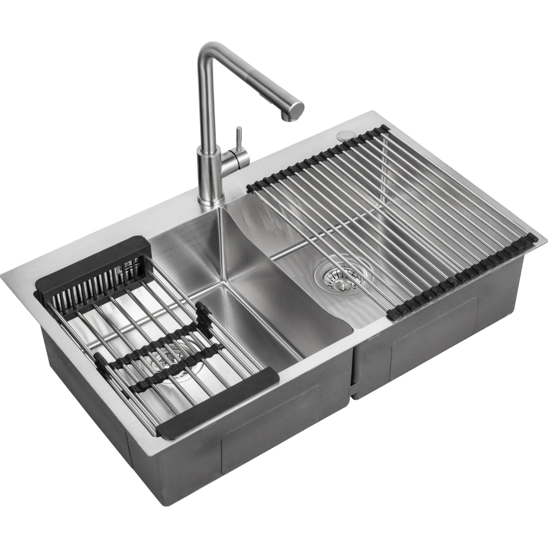 Kit Grifo & Fregador de 2 Tinas de Acero Inoxidable Bari Gasco