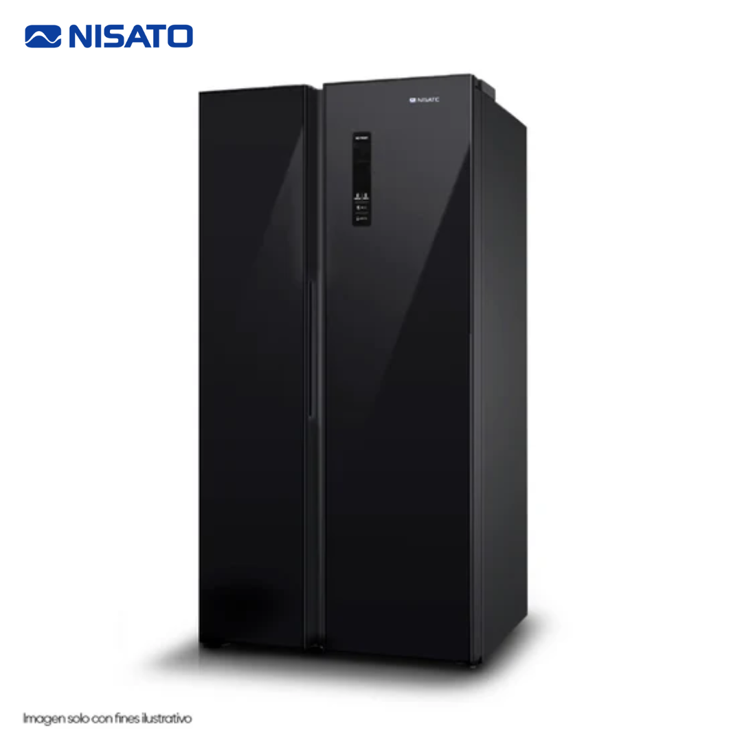 Refrigeradora Side By Side Vidrio Negro No Frost 17P3 Inverter Nisato NRF-715GSMH NISATO